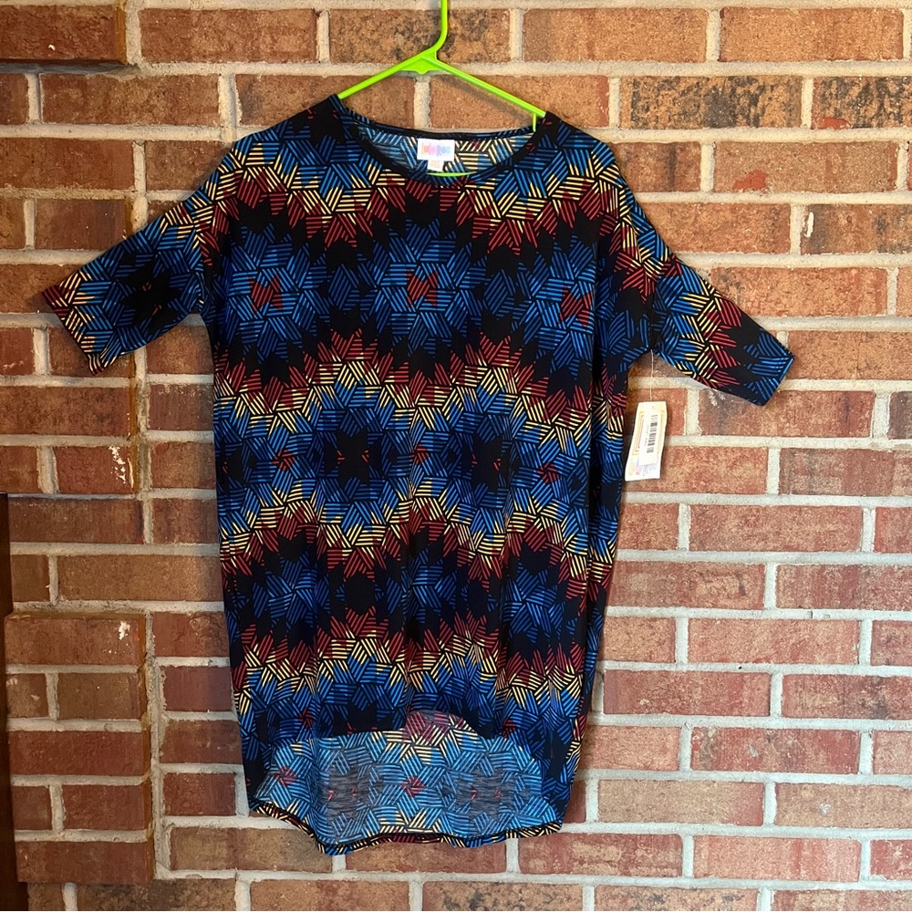 LulaRoe Irma Tunic Women’s XXS Polyester Spandex Geometric Print Oversized Top